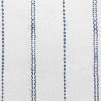 Inga Agate Blue - White fabric with Blue decorative stripes, 100% Linen