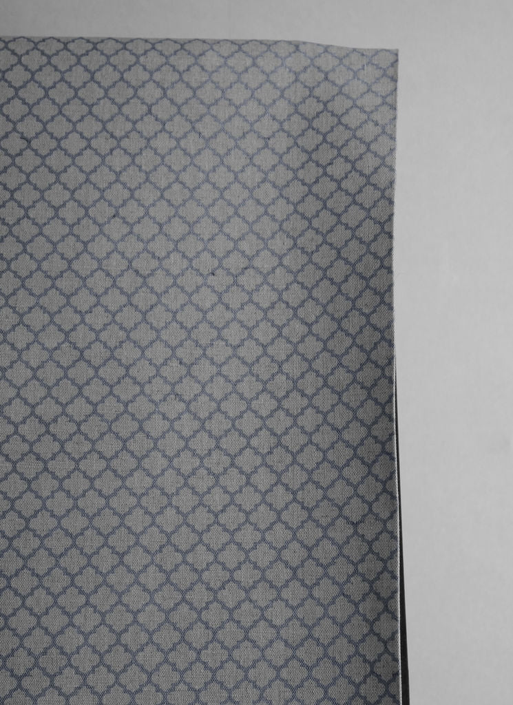Jonna Ash - Curtain fabric, grey moroccan clover pattern