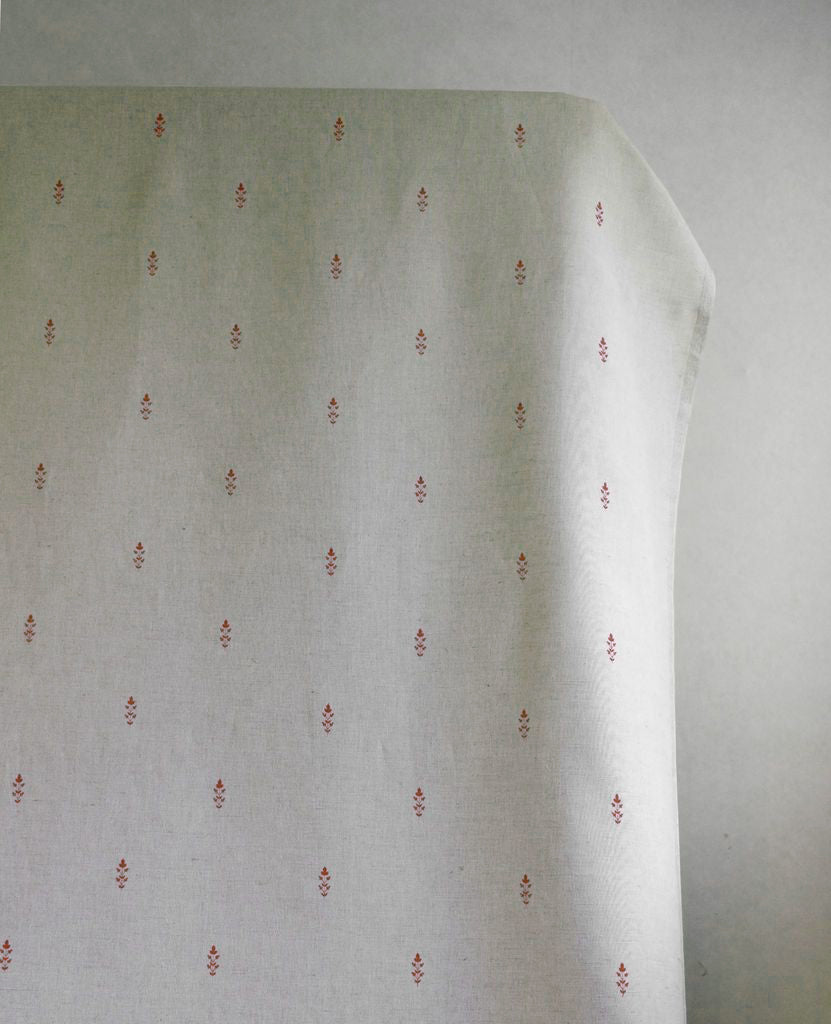 Asli Terracotta - Natural fabric with classical Orange pattern