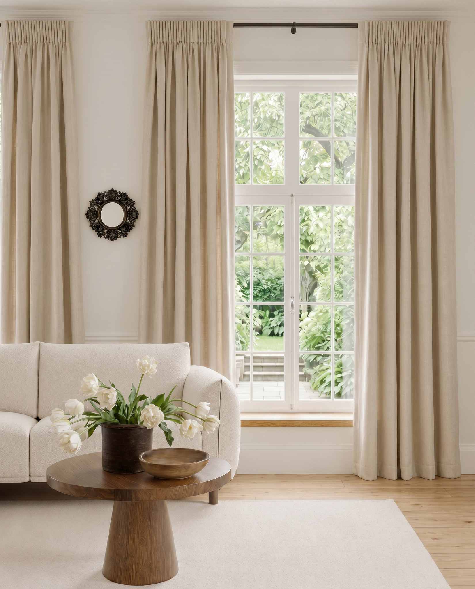 Beige Linen curtains with pencil pleat heading. Soft Linen Cotton material. Enni Dusty Chalk by Ada & Ina