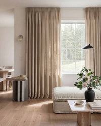 Beige Pleated linen curtains. Made of soft Linen Cotton fabric Enni Dusty Chalk by Ada & Ina