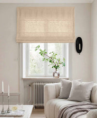Beige Linen Roman blind - Cotton lined. Made of pre-washed 100% linen Bianco Wheat by Ada & Ina.