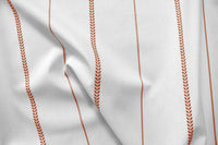 Berit Terracotta - curtain fabric with Orange striped print
