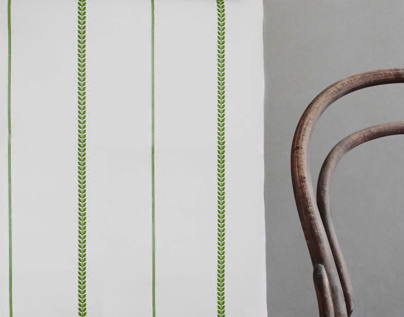 Berit Parrot Green - curtain fabric with Green striped print
