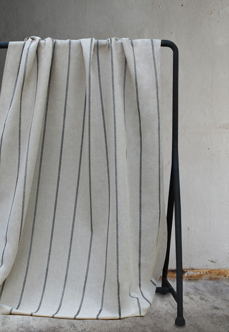 Ronja Black - Curtain fabric with Black stripes