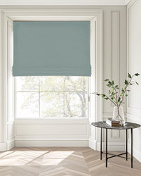 Dinah Blue Haze - Subtle Warm Blue Linen Roman blind