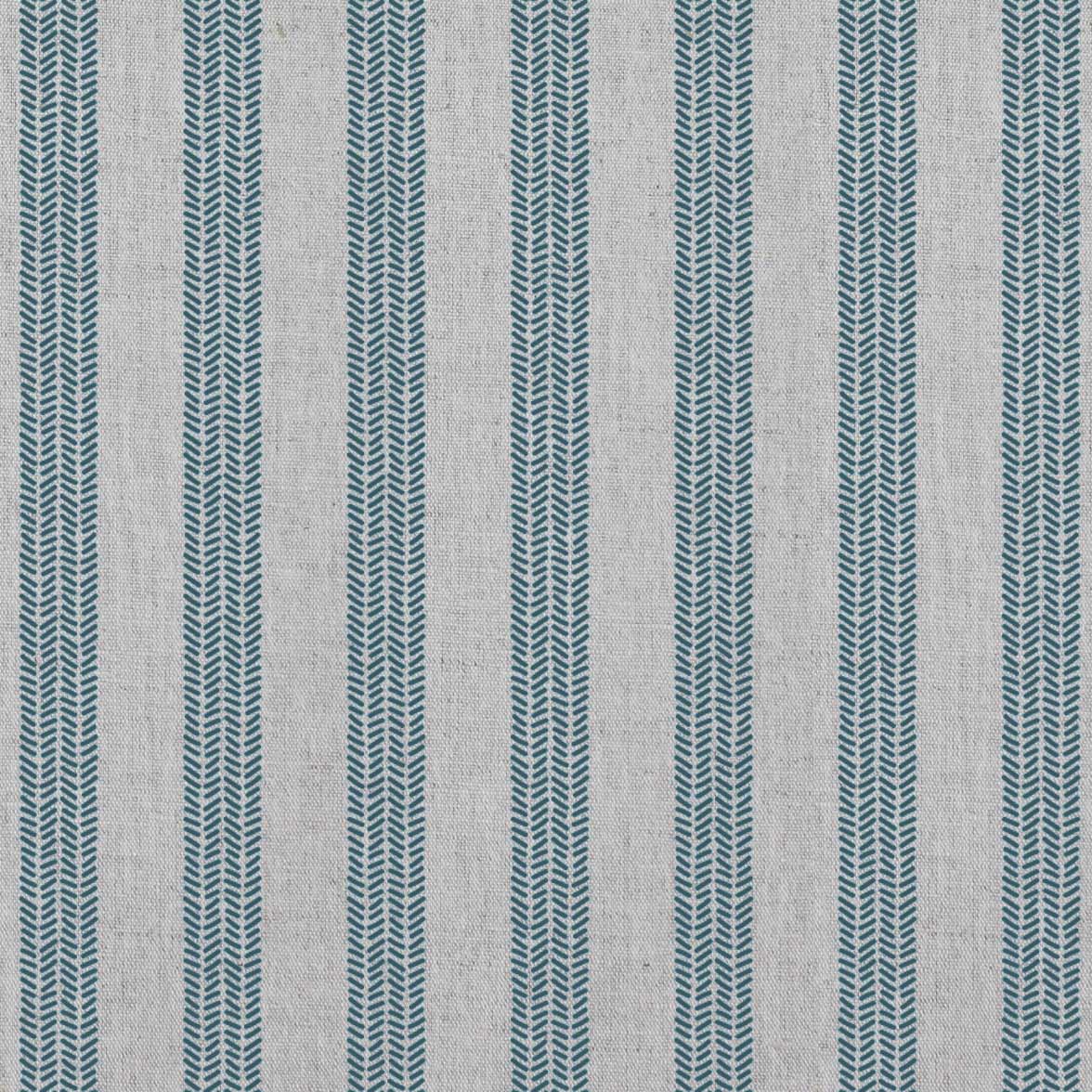 Evianne Blue Stone - Natural curtain fabric with Blue Striped print