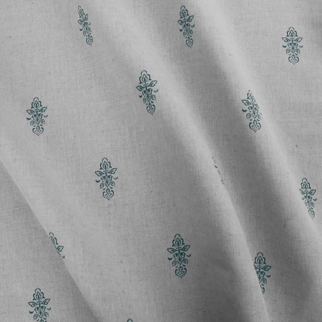Lisana NAT Blue Stone - Curtain fabric with Light Blue abstract print