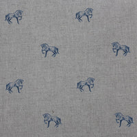 Horse Blue Stone - Curtain fabric with blue pattern of horses