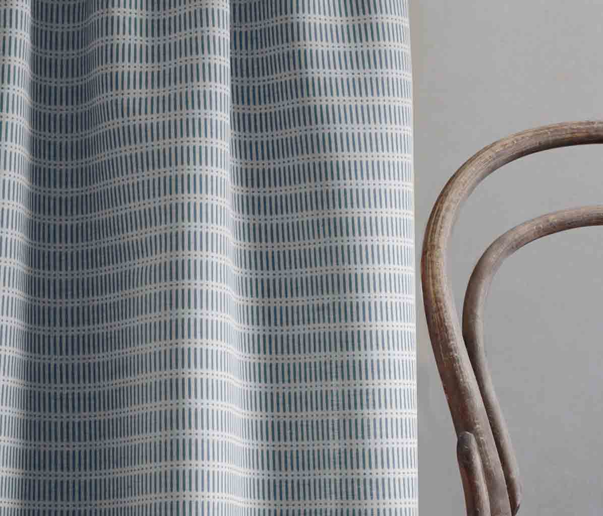 Egenia Blue Stone - Natural curtain fabric, Blue abstract print