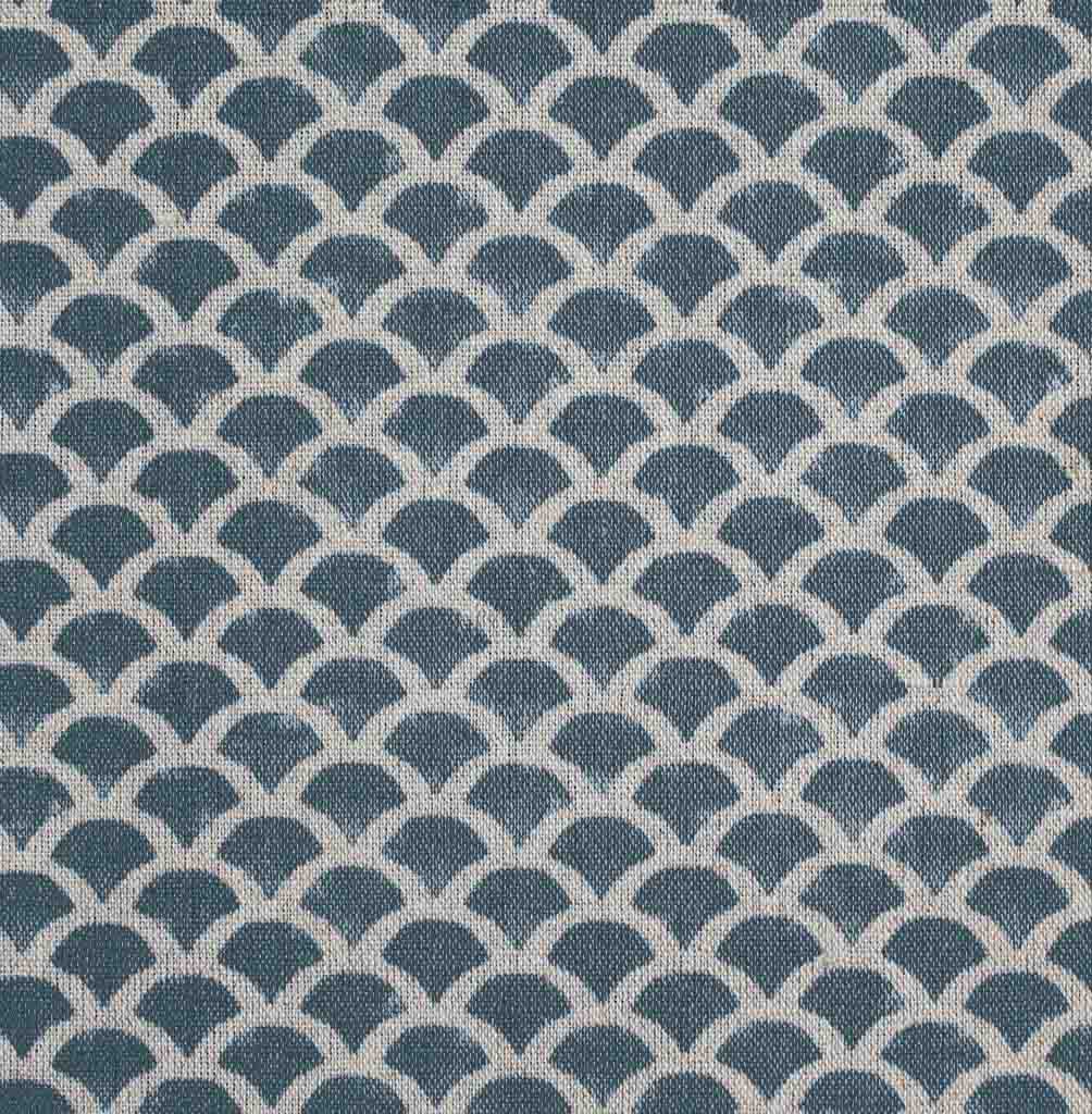 Erle Blue Stone - Natural curtain fabric, Blue contemporary print