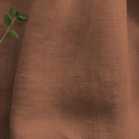 Brown 100% Linen Fabric - close-up. Bea Terracotta by Ada & Ina Fabrics