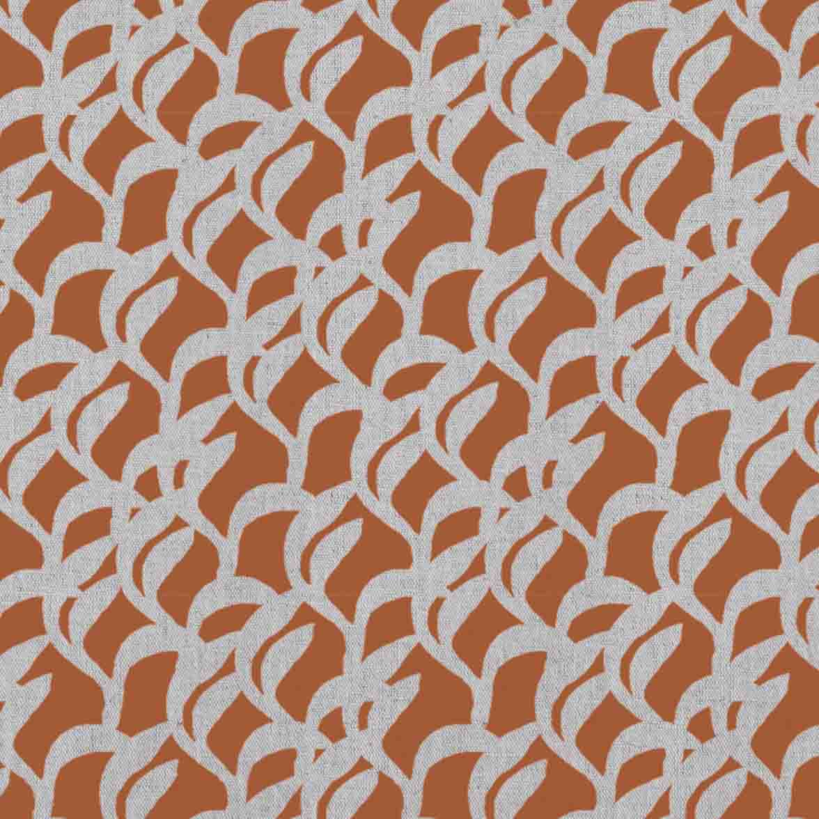 Edlyn Burnt Orange - Curtain fabric with Orange abstract botanical print