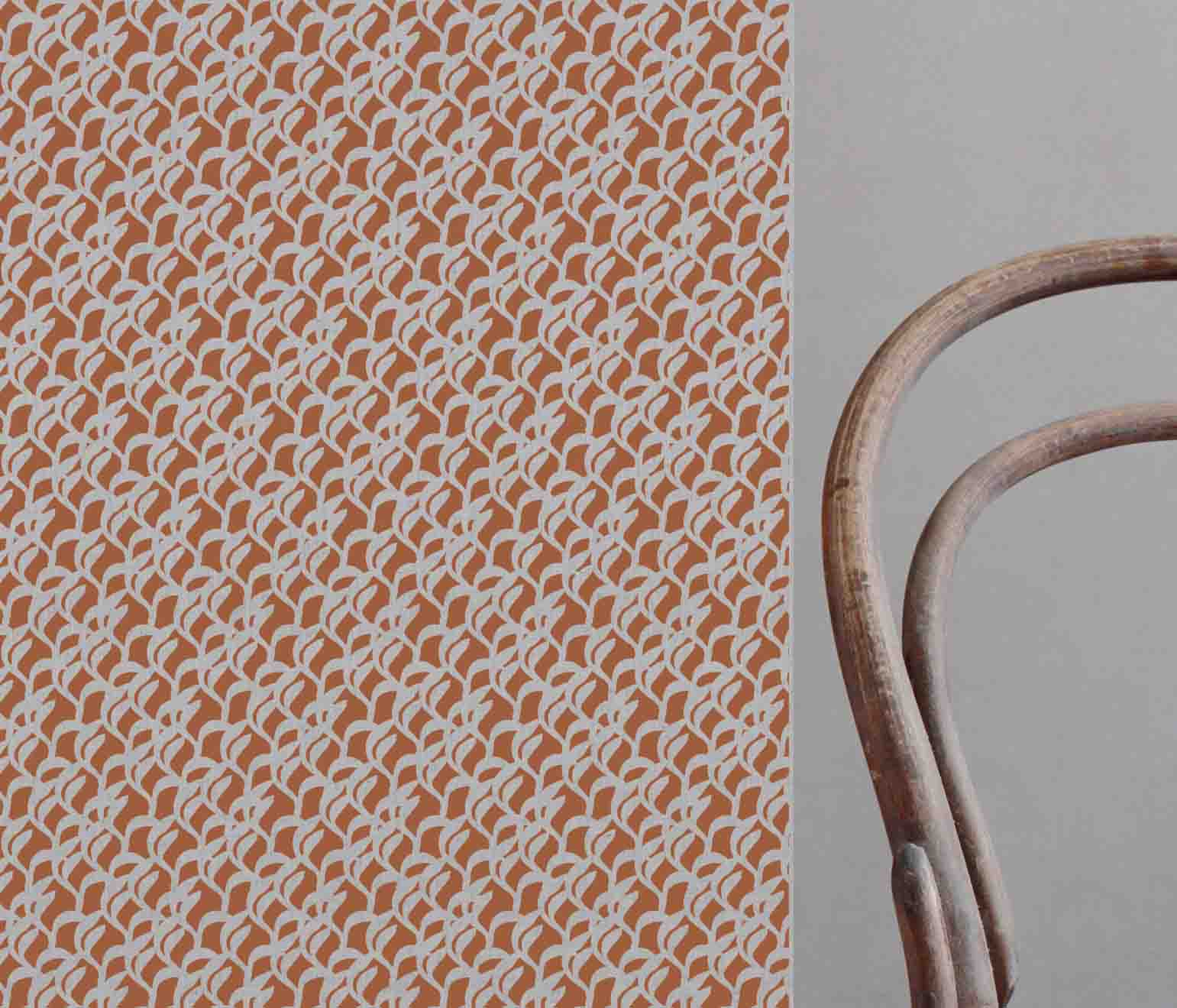 Edlyn Burnt Orange - Curtain fabric with Orange abstract botanical print