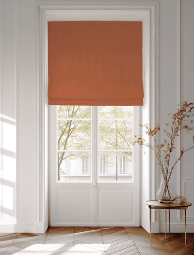 Burnt Orange roman blind made of 100% Cotton fabric