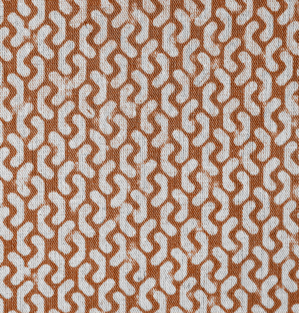 Arina Burnt Orange - Natural curtain fabric, Orange abstract print