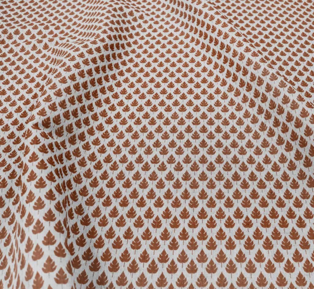 Kira-INV Burnt Orange - Curtain fabric with Orange botanical print