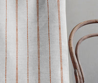 Inga-NAT Terracotta - Natural fabric with Orange decorative stripes, Linen Cotton mix