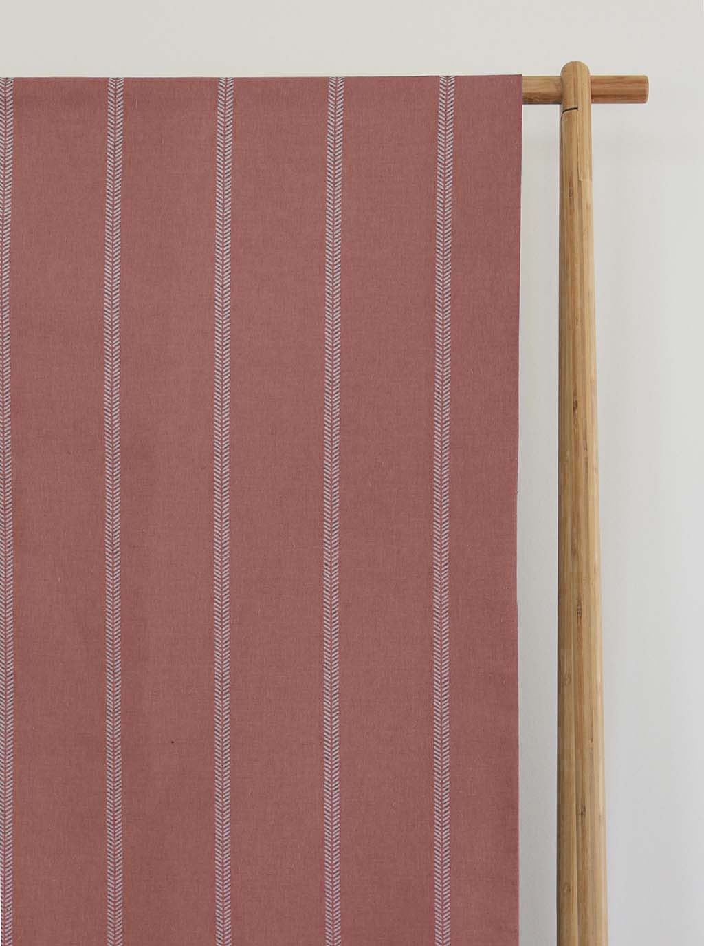 Rana Burnt Orange - Orange curtain fabric with hand drawn stripes