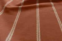 Rana Burnt Orange - Orange curtain fabric with hand drawn stripes