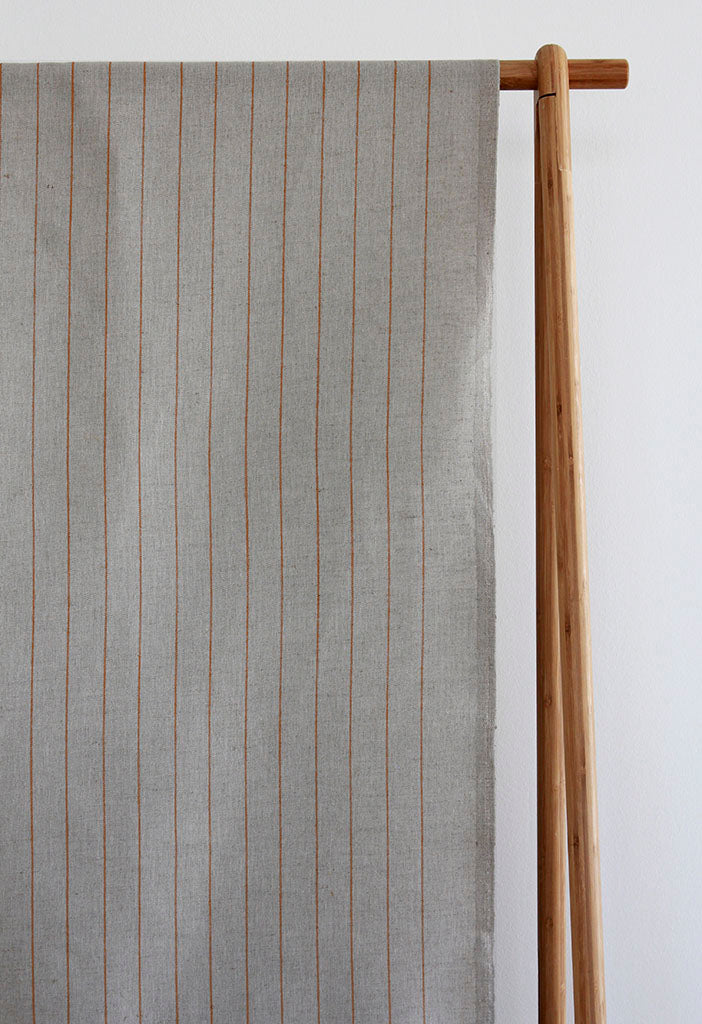 Solveig Terracotta - Curtain fabric with Orange stripes