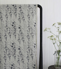 Breeze Charcoal - Curtain fabric with Grey botanical pattern