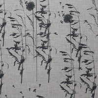 Breeze Charcoal - Curtain fabric with Grey botanical pattern
