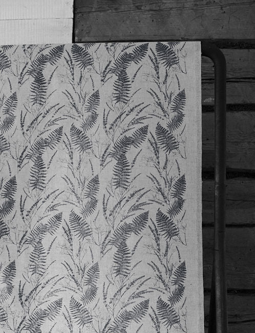Fernia Charcoal - Fabric for curtains with Dark Grey print