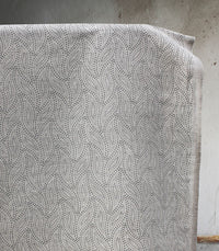 Pia Charcoal - Curtain fabric, abstract grey leaf pattern
