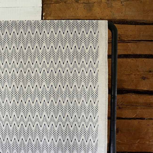 Sylvia Charcoal - Grey abstract print on Natural fabric