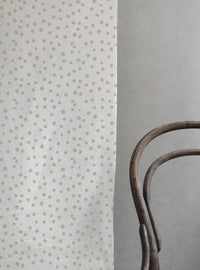 Dottie Clay-WHT - Dotted fabric with Grey spots, 100% Linen