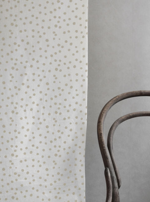 Dottie Clay-WHT - Dotted fabric with Grey spots, 100% Linen