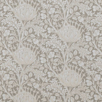 Katarina Clay - White linen fabric with Grey floral print