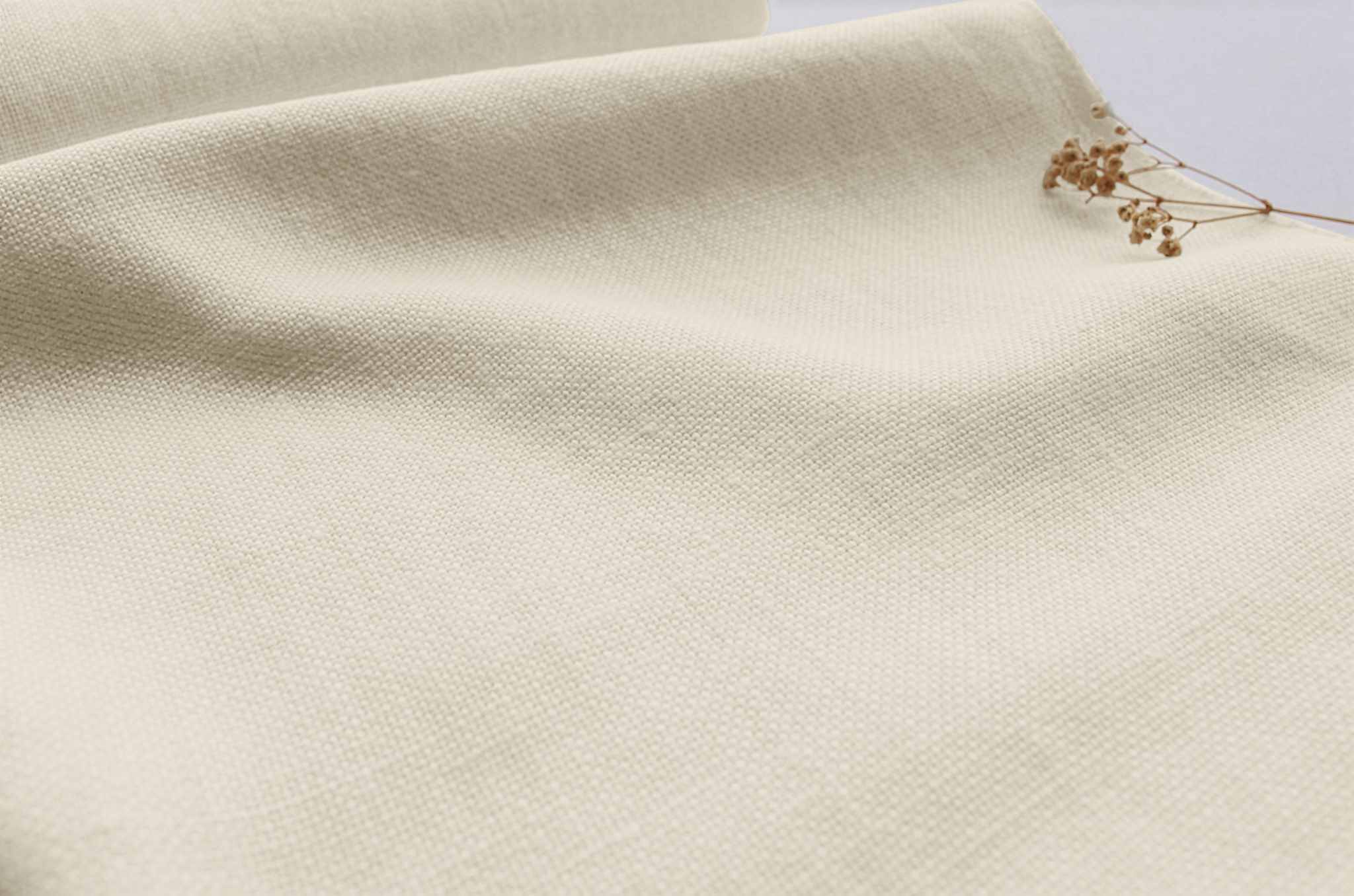 Cream Heavy Linen for curtains and upholstery - 100% linen fabric. Greta Oyster.