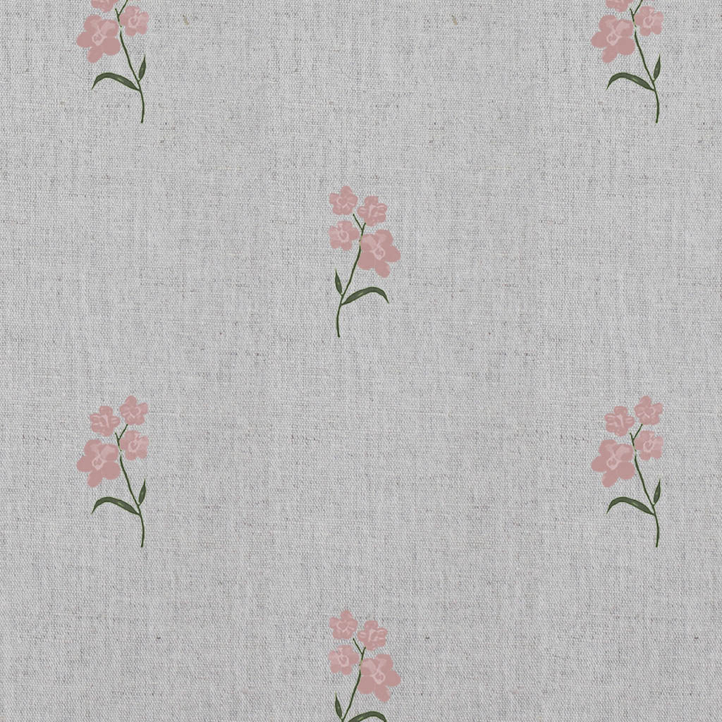Cree Pink - Floral Pink print on Linen Cotton fabric