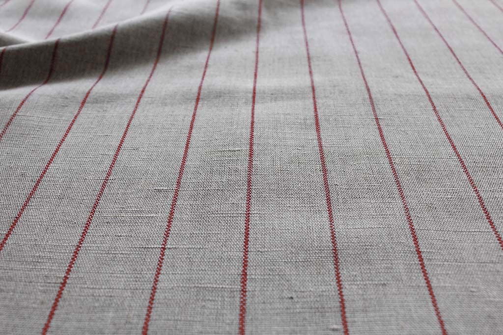 Solveig Crimson Red - Curtain fabric with Red stripes