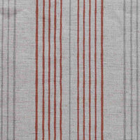 Else Crimson Red - Linen Cotton mix curtain fabric, Red & Grey stripes