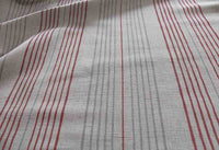 Else Crimson Red - Linen Cotton mix curtain fabric, Red & Grey stripes