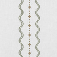 Daphne Moss-WHT - White fabric with Green Print. Abstract Print, Linen Mix
