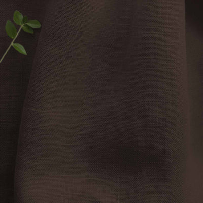 Bea Dark Chocolate - Linen fabric for linen curtains and linen blinds. Close Up Photo
