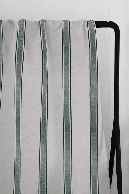 Bella Dark Pine - Curtain fabric with Dark Green stripes