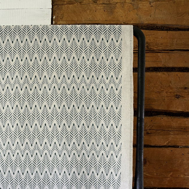 Sylvia Dark Pine - Dark Green abstract pattern on Natural fabric