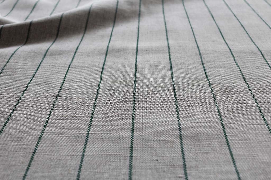 Solveig Dark Pine - Curtain fabric with green stripes