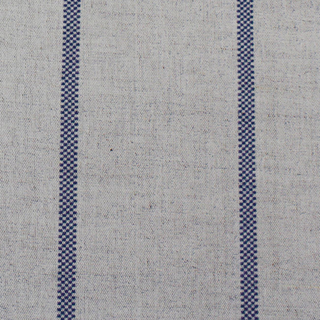 Ronja Deep Blue - Natural fabric with dark blue stripes