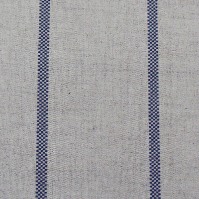 Ronja Deep Blue - Natural fabric with dark blue stripes