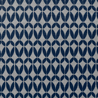 Siruna Deep Blue - Natural curtain fabric, Dark Blue contemporary print