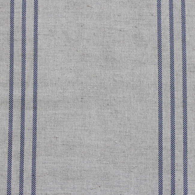 Telma Deep Blue - Blue stripes printed on Linen Cotton fabric