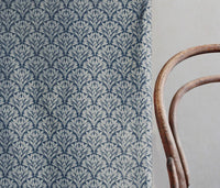 Birna Deep Blue - Curtain fabric with Dark Blue botanical print