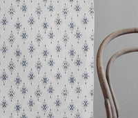 Iiris Deep Blue - Curtain fabric with Dark Blue abstract print