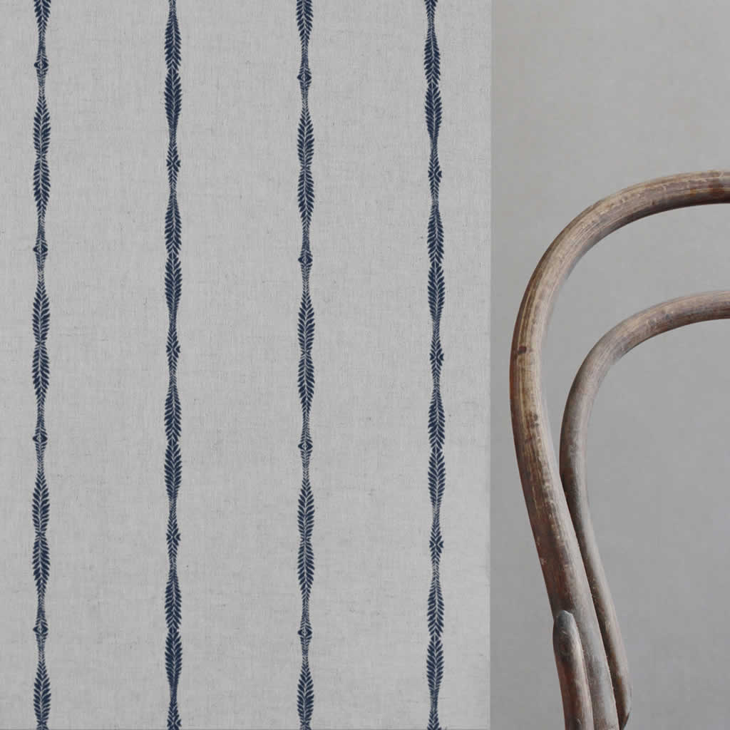 Irina Deep Blue - Curtain fabric with Dark Blue abstract print